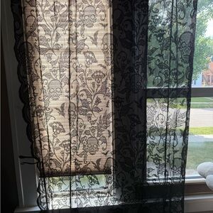 Elegant Black Lace Skull and Bat sheers 2x Killstar 84”